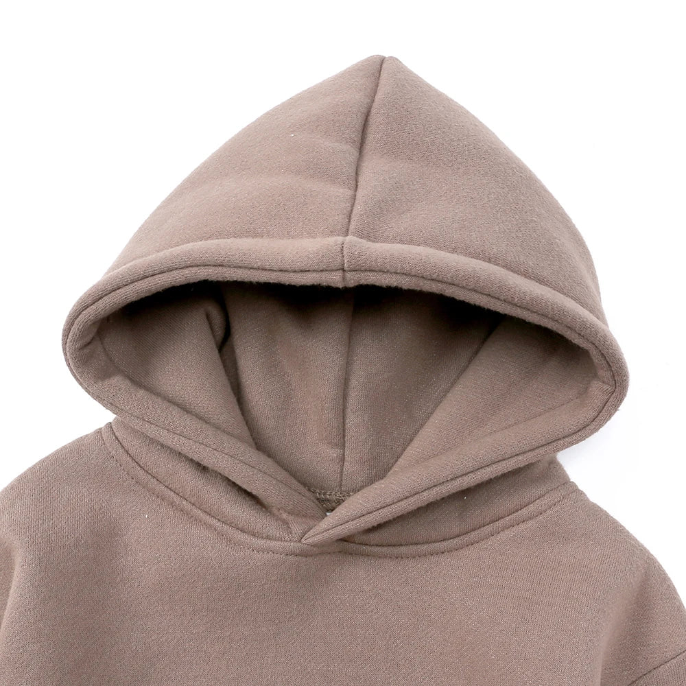 Fleece Tracksuit Clothes Solid Warm Winter Long Sleeve Sets Hoodies Sweatshirt