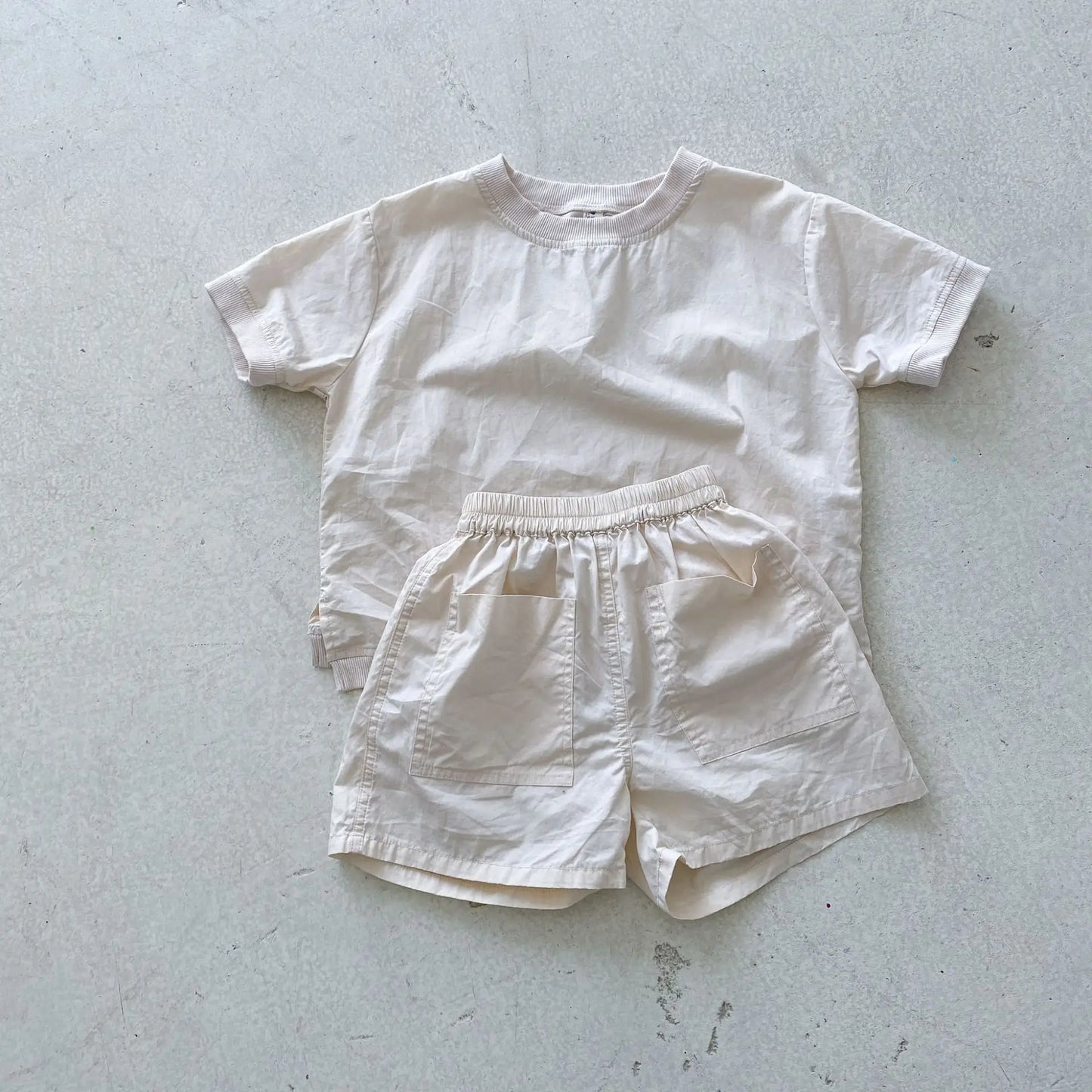 Baby Boy Solid Loose All -match Short Sleeves T-shirt And Girl Simple Comfortable Suit