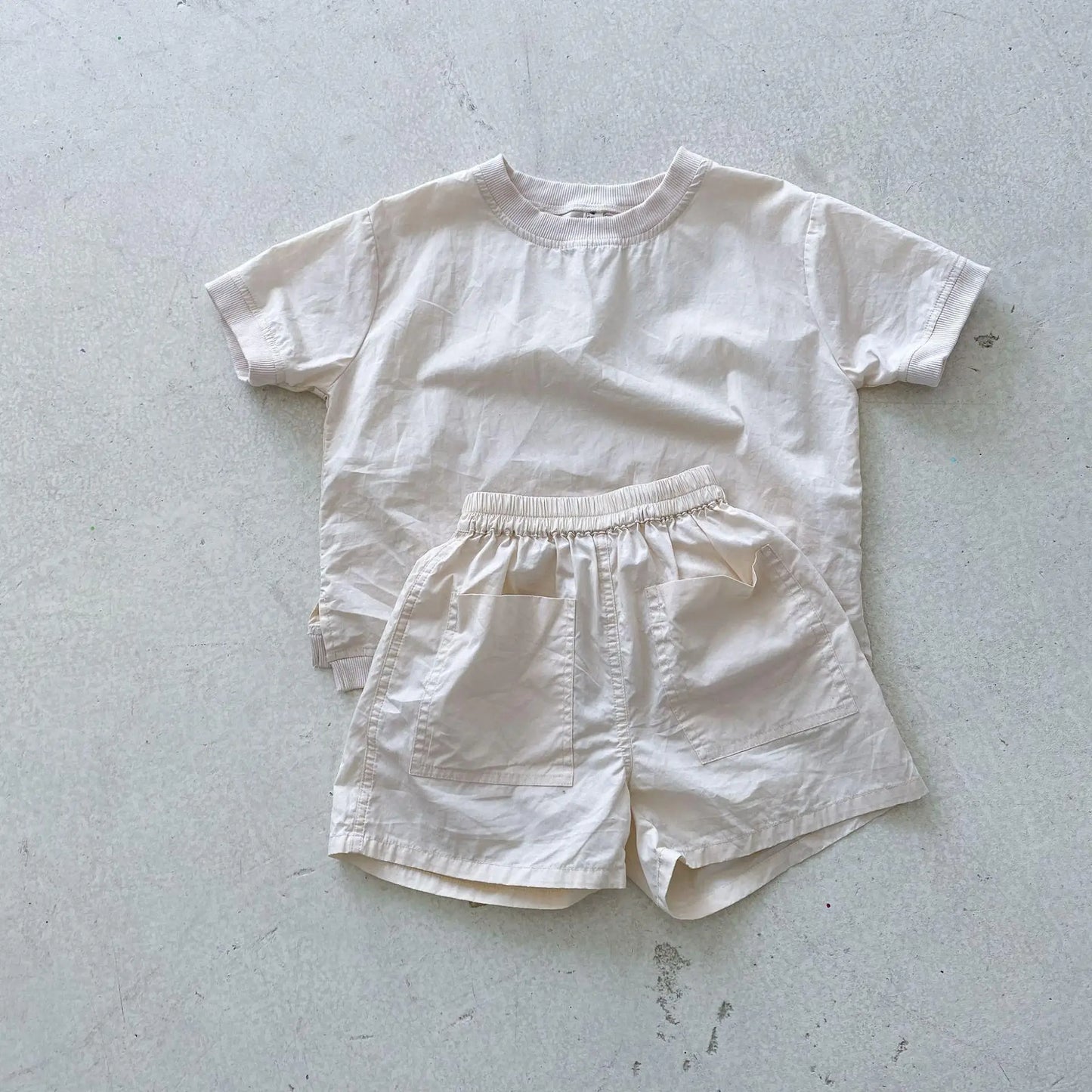 Baby Boy Solid Loose All -match Short Sleeves T-shirt And Girl Simple Comfortable Suit