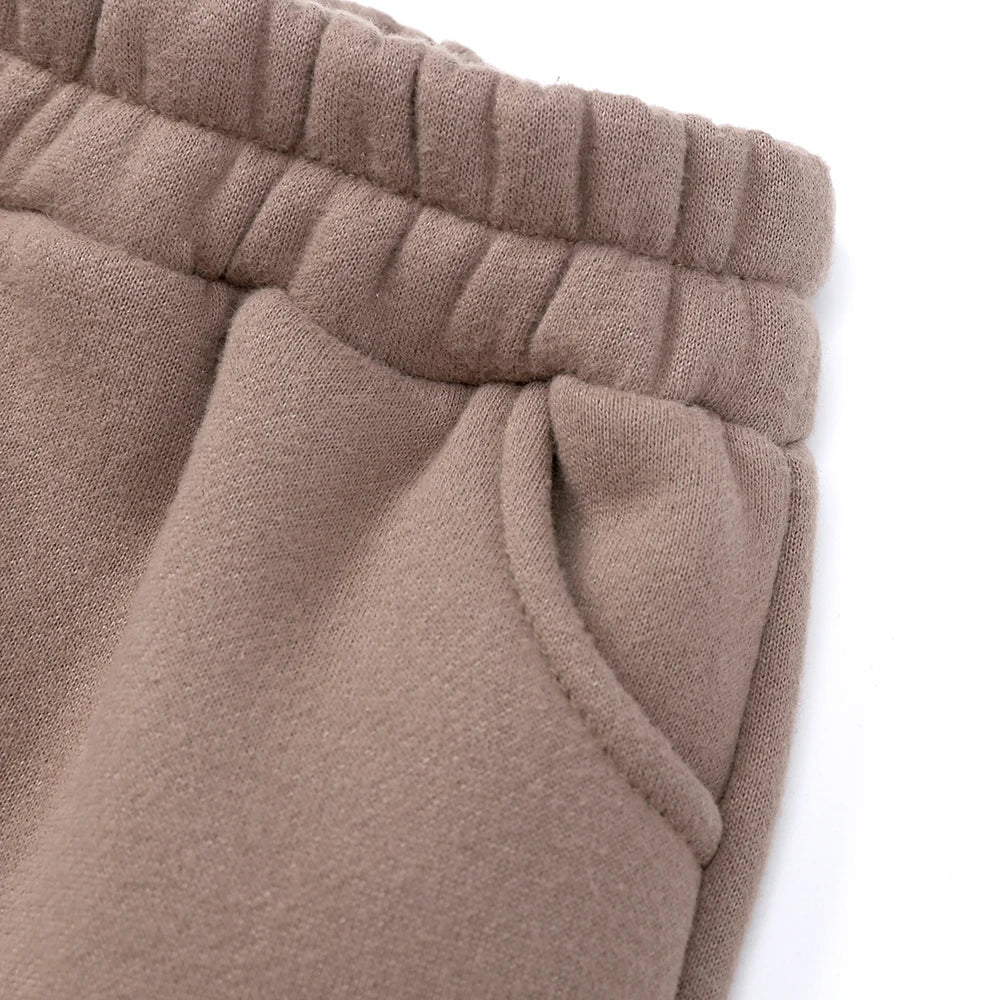 Fleece Tracksuit Clothes Solid Warm Winter Long Sleeve Sets Hoodies Sweatshirt