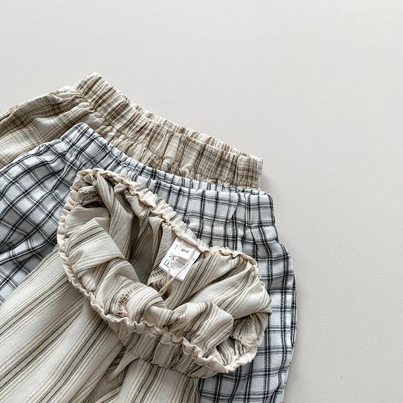 Boy Girl Baby Outdoor Thin Anti-mosquito Pants Children Loose Plaid Pencil Pants