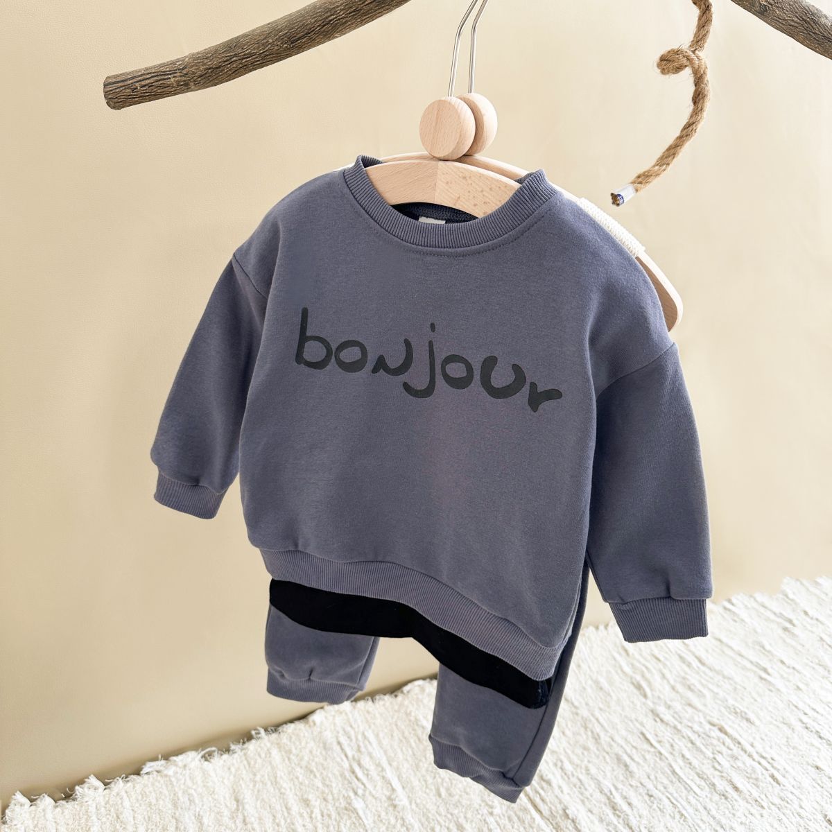 Round Neck Top And Sports Trousers Baby Suit