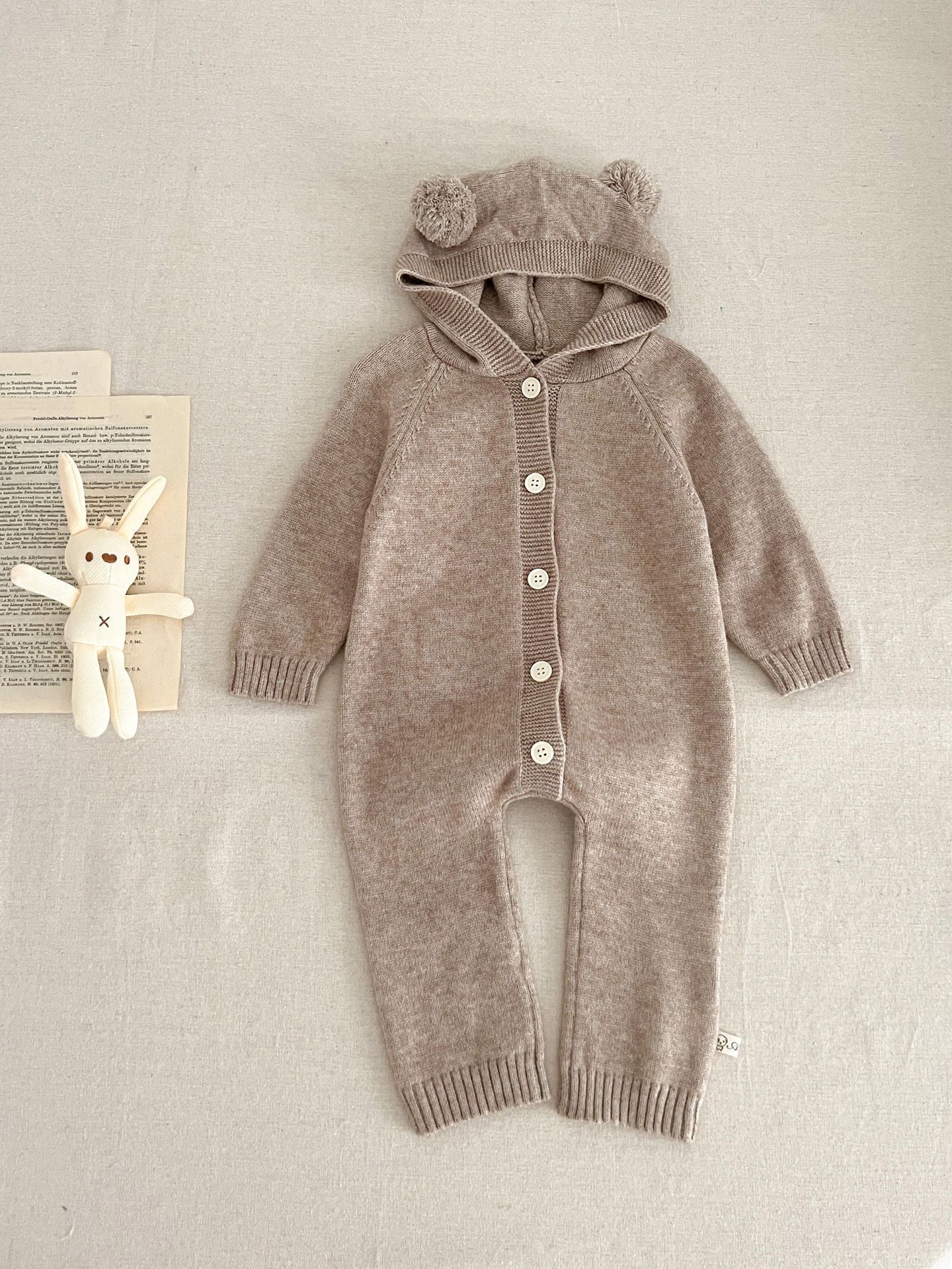 Western Style Cute Bear Ears Rabbit Ears Hooded Romper