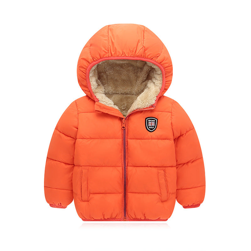 Children's hooded and down padded jacket
