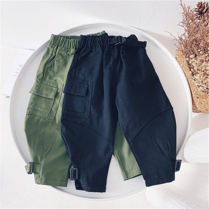 Xiaojiejia Boys Workwear Pants Autumn New Children's Casual Pants Trousers Medium And Small Kids