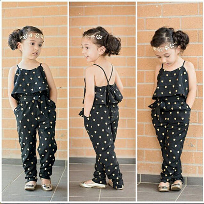 Foreign Trade Children's Clothing Wholesale New Girls' Clothing Trendy Cool Girls Love Suspender Jumpsuit Suit One Drop