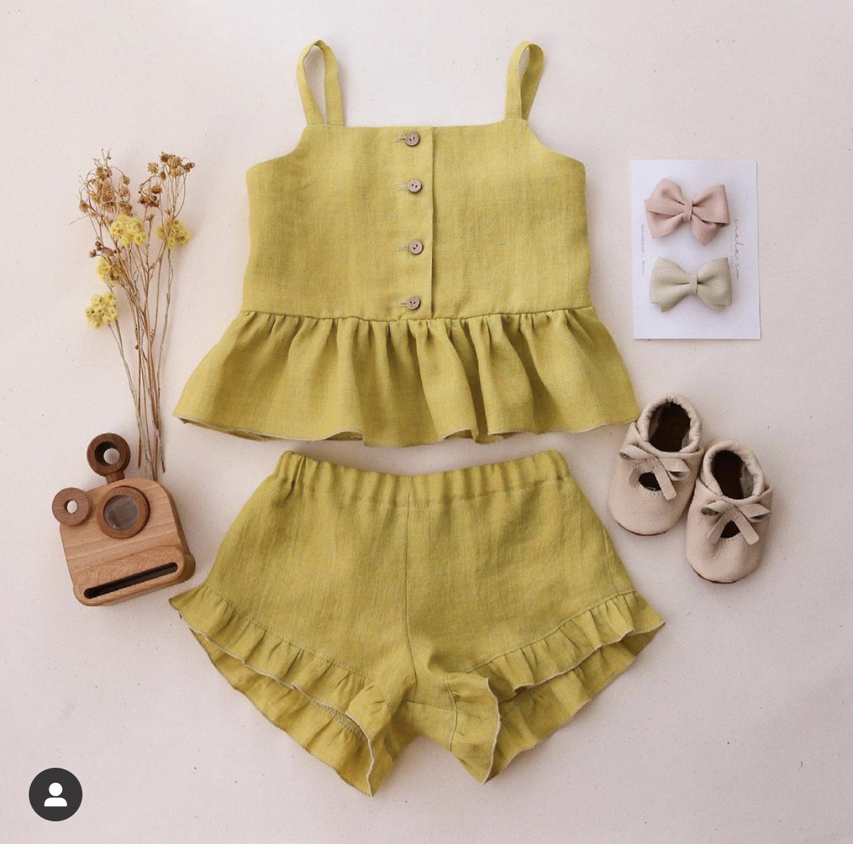 Ma Female Baby Suit Summer Sling Top Four-corner Ruffled Shorts Girls Two-piece Infant Clothing