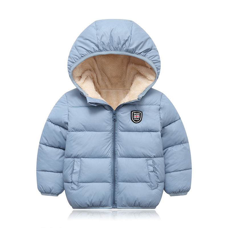 Children's hooded and down padded jacket