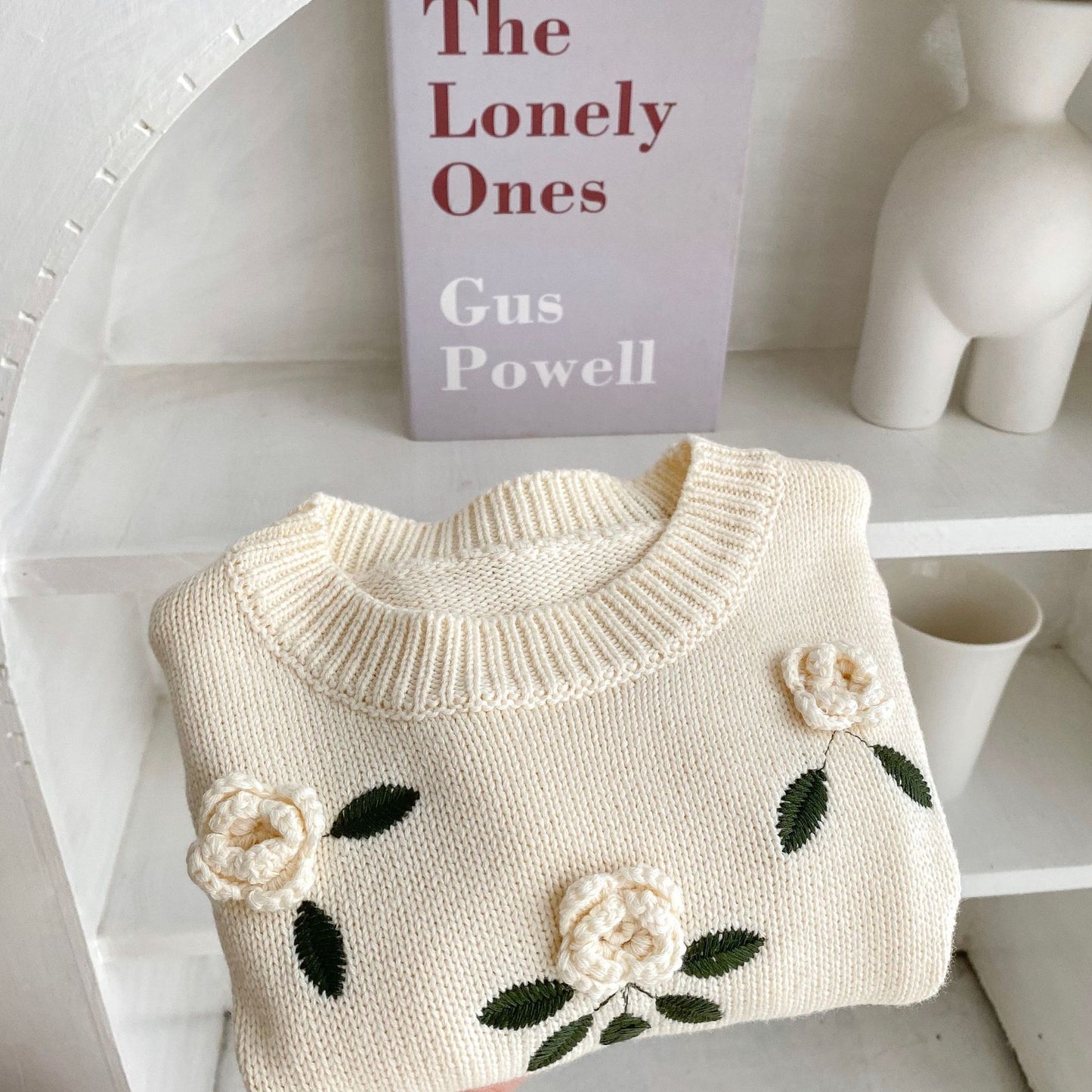 Baby Handmade Flower Embroidery Pullover Sweater Top