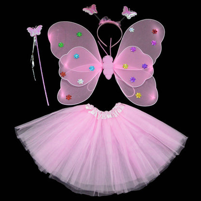 Children's Day Performance Set Double-layer Sequined Wings 4-Piece Set