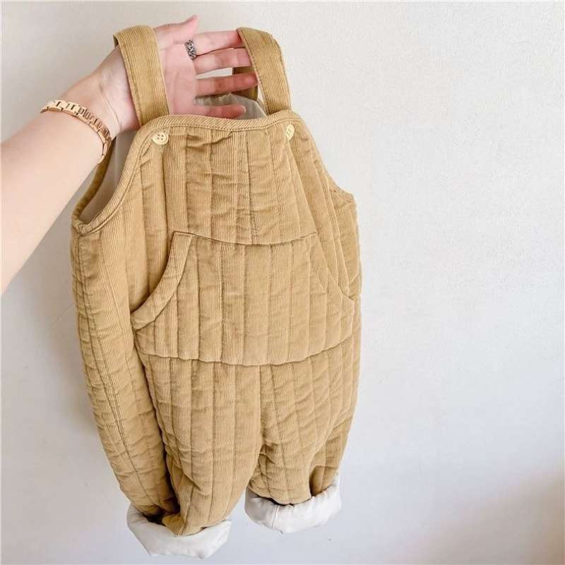 Baby Soft And Adorable Cute Corduroy Thick Quilted Overalls