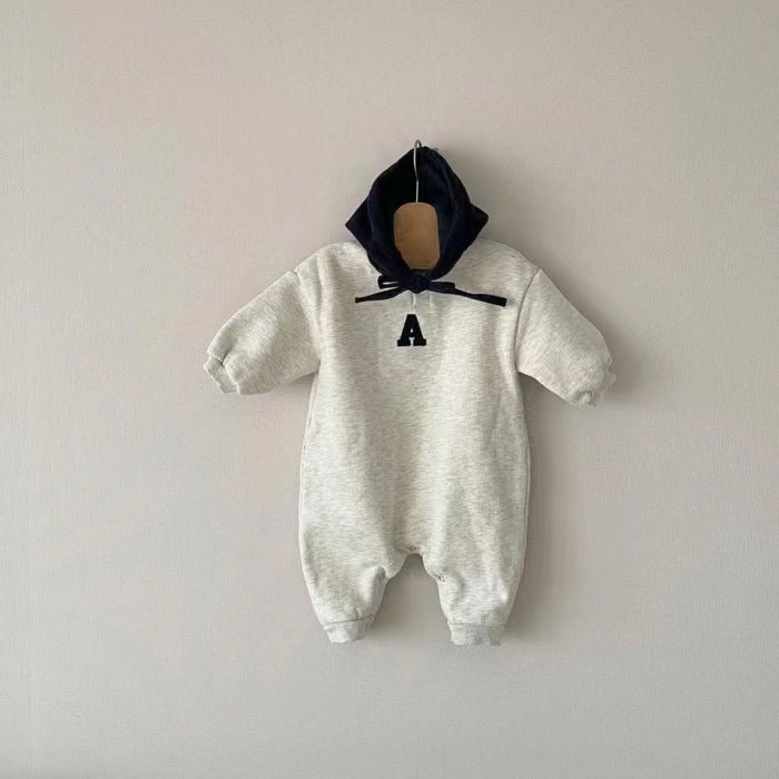 New Children's Hooded Bodysuit Embroidered Romper