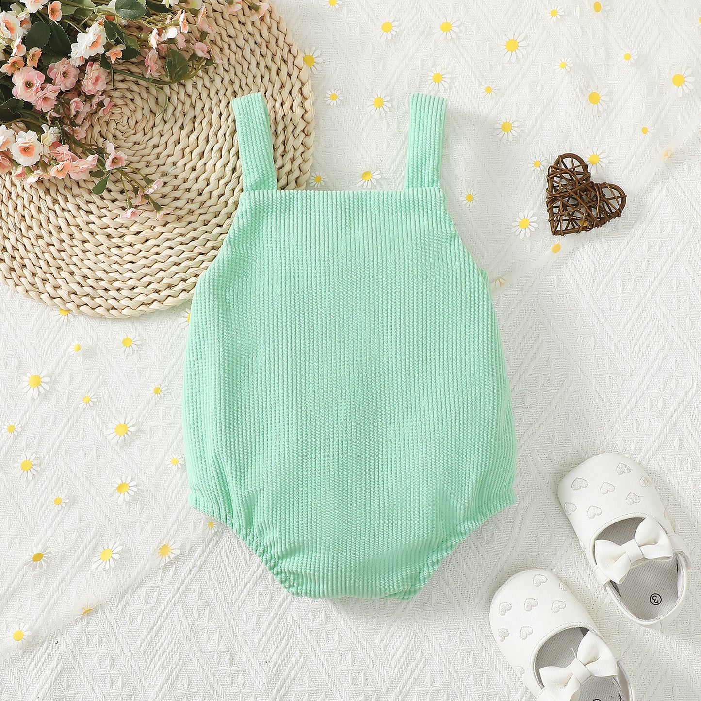 Infant Toddler Streamline Cotton Cock Towel Embroidery Sling Romper