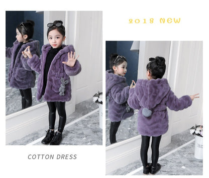 Girls' Coat Autumn And Winter Children's Fashionable Thickened Warm Korean Fashion Imitation Fur Top