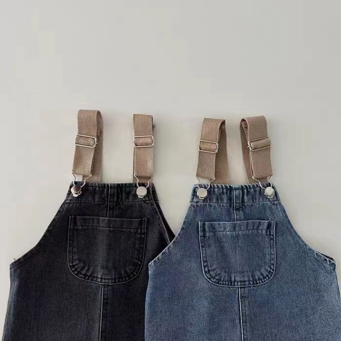 Retro Denim Suspender Pants