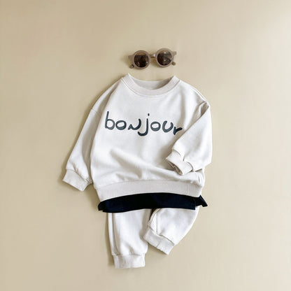 Round Neck Top And Sports Trousers Baby Suit