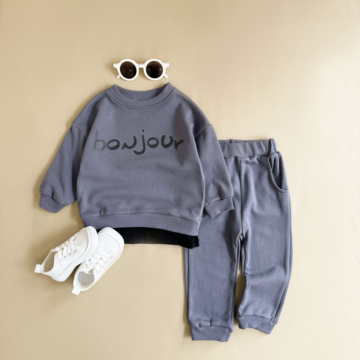 Round Neck Top And Sports Trousers Baby Suit