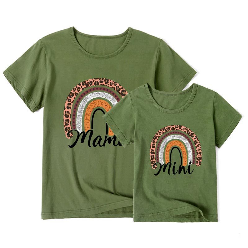 Valentine's Day Mother-daughter Matching Outfit Mom And Daughter European And American Summer Casual Trend New Rainbow Letter Print Short-sleeve