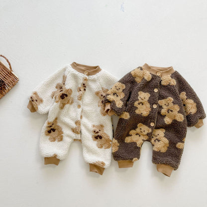 Baby Jumpsuits Autumn And Winter Lamb Fur Bear