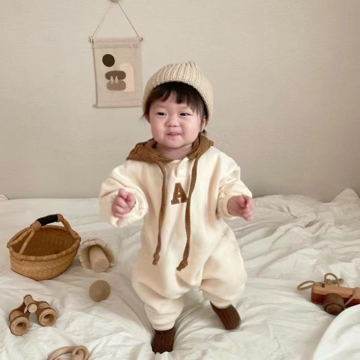 New Children's Hooded Bodysuit Embroidered Romper