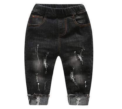 Children's boy pants, children's pants, ripped denim pants