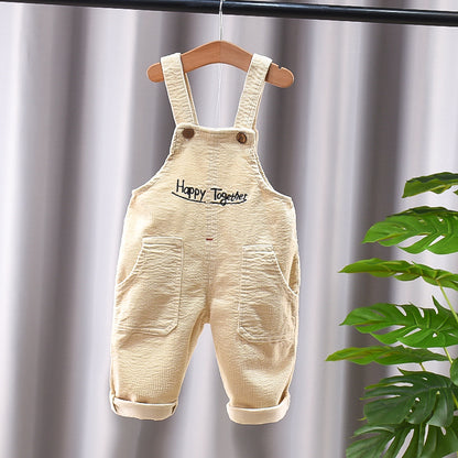New Corduroy Baby Kids Denim Suspender Pants