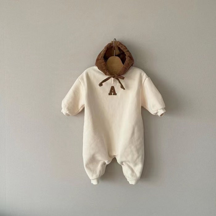 New Children's Hooded Bodysuit Embroidered Romper