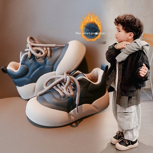 Fleece-lined Thickened Children's Sneaker Thick Bottom