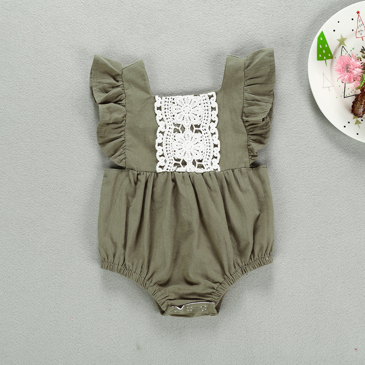 Triangle Baby Romper With Short Sleeves