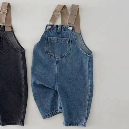 Retro Denim Suspender Pants