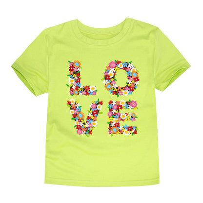 Children's Clothing Cartoon Knitted Heat Press Round Neck T-shirt