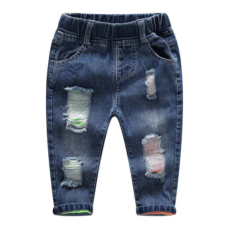 Children's boy pants, children's pants, ripped denim pants
