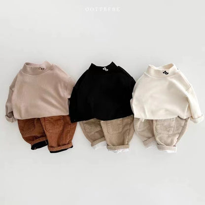 Korean Ins Corduroy Fleece-lined Patch Trousers