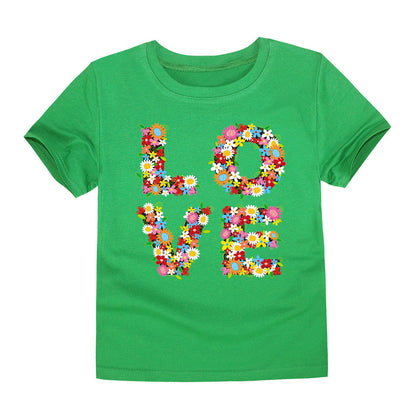 Children's Clothing Cartoon Knitted Heat Press Round Neck T-shirt