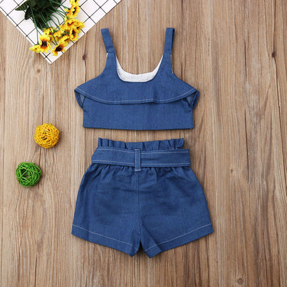 Children's clothing girls suspender skirt