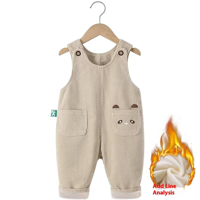 Baby Cartoon Cute Corduroy Suspender Pants