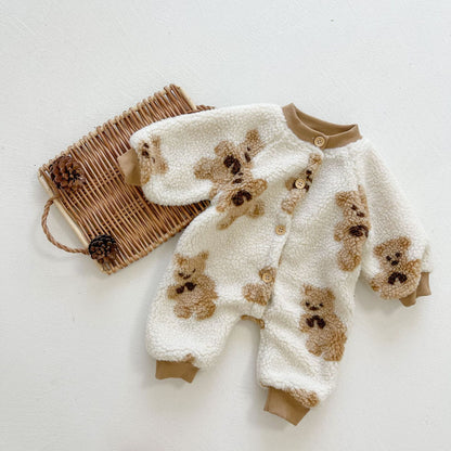 Baby Jumpsuits Autumn And Winter Lamb Fur Bear