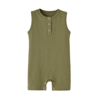 Baby Summer Rompers Ribbed Infant Boys Girls Sleeveless Jumpersuit