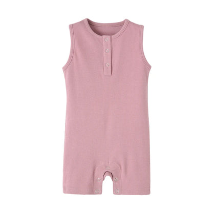 Baby Summer Rompers Ribbed Infant Boys Girls Sleeveless Jumpersuit