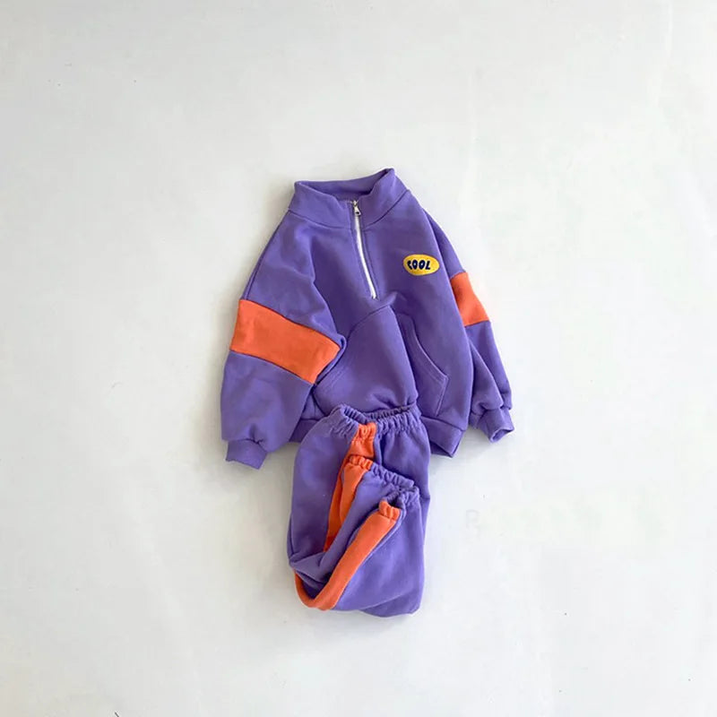 Boys Girls Autumn Loose Tracksuit Pullovers Tops+Pants 2pcs Suit