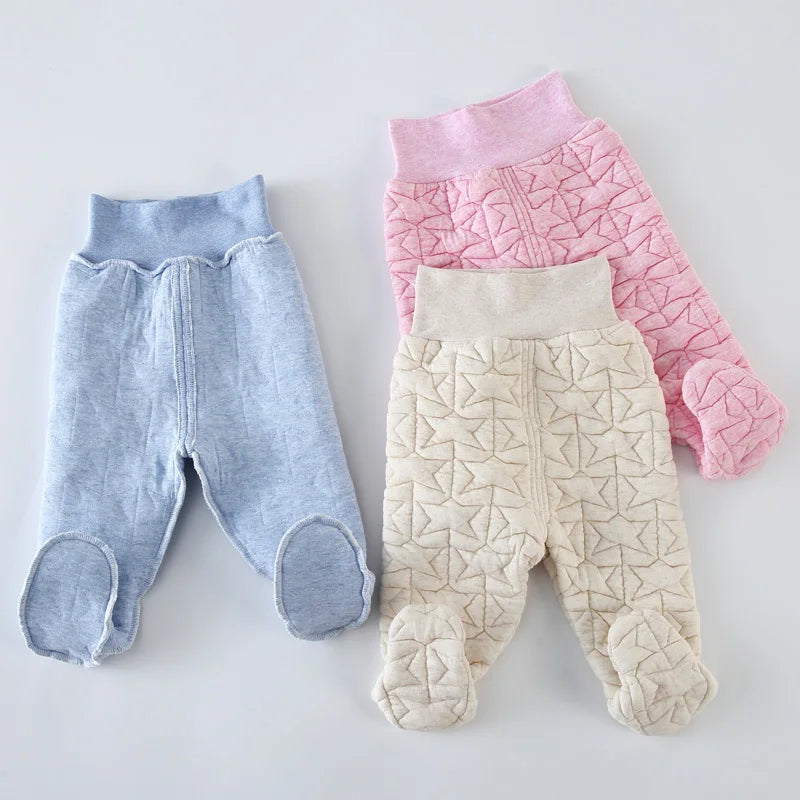 Baby Pants Cotton Newborn Unisex Casual Footed High Waist Baby Boy Giril Trousers