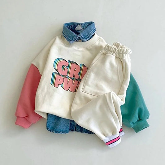 Baby Sweatshirt Set Fashion Letter Print Tops + Pants Suit Newborn Tracksuit