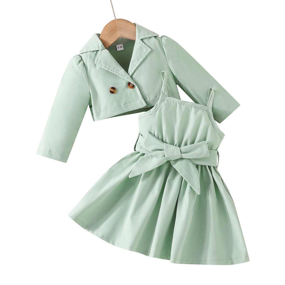 Suit Jacket Solid Color Suspender Skirt Two-piece Suit For Children