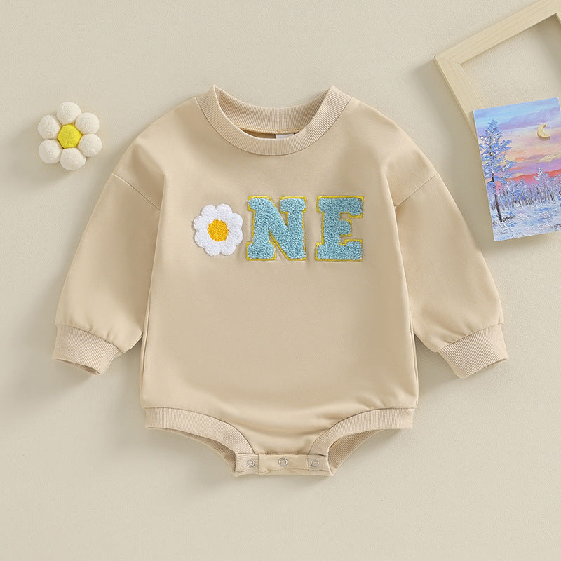 Baby Rompers Letters Golden Edge Embroidery