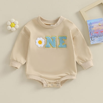 Baby Rompers Letters Golden Edge Embroidery