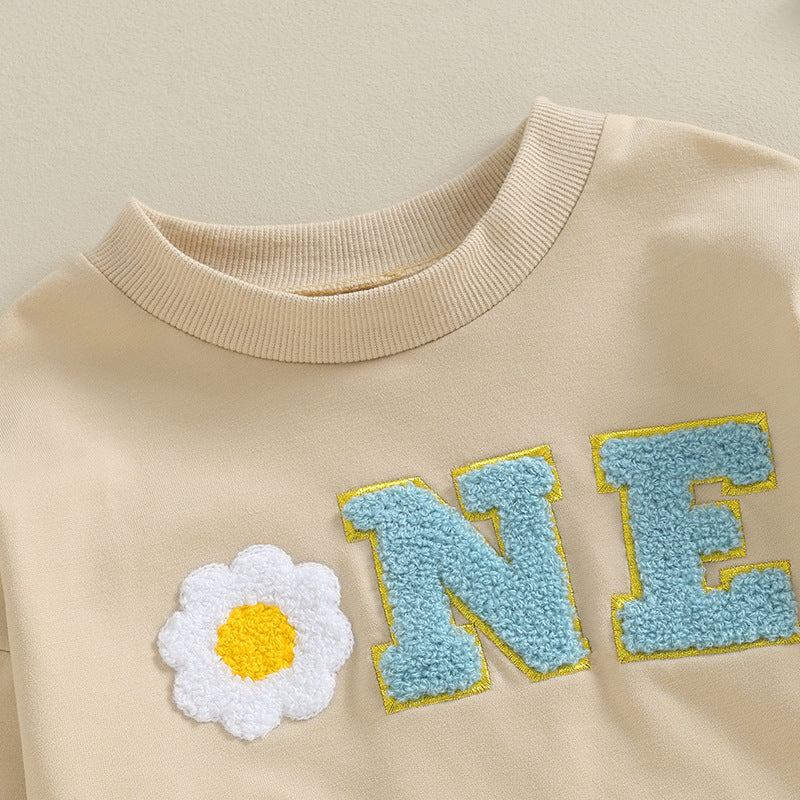 Baby Rompers Letters Golden Edge Embroidery