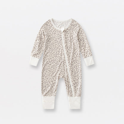 Bamboo Fiber Baby Jumpsuits Spring And Autumn Long Sleeve Double Zipper Baby Pajamas Romper