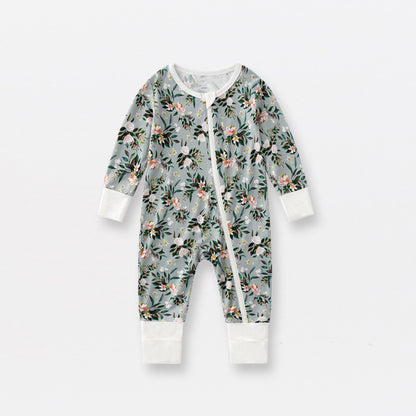 Bamboo Fiber Baby Jumpsuits Spring And Autumn Long Sleeve Double Zipper Baby Pajamas Romper