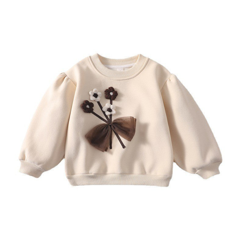 Girls' Fleece-lined Sweater Padded Top