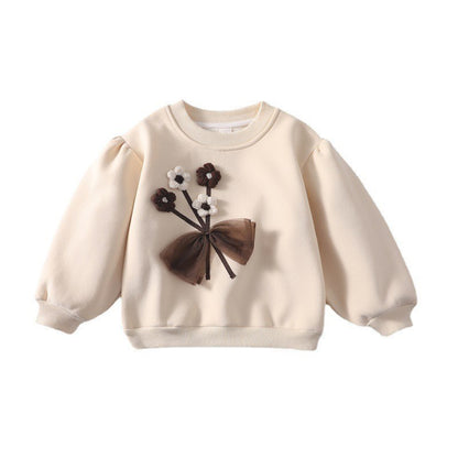 Girls' Fleece-lined Sweater Padded Top